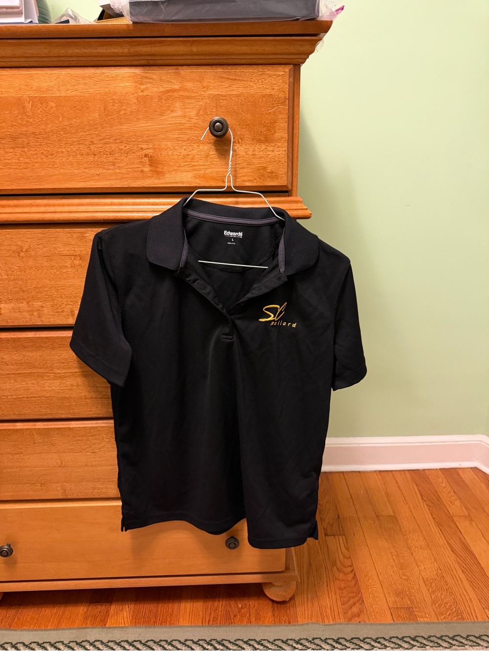 Black Polo Shirt with Gold Logo - Men's Short Sleeve